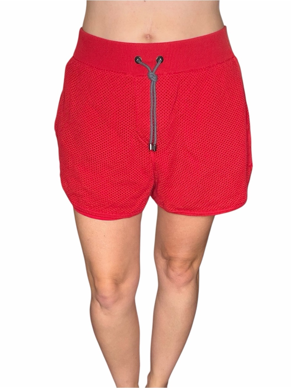 Brunello Cucinelli Perforated Mesh Drawstring Knit Shorts